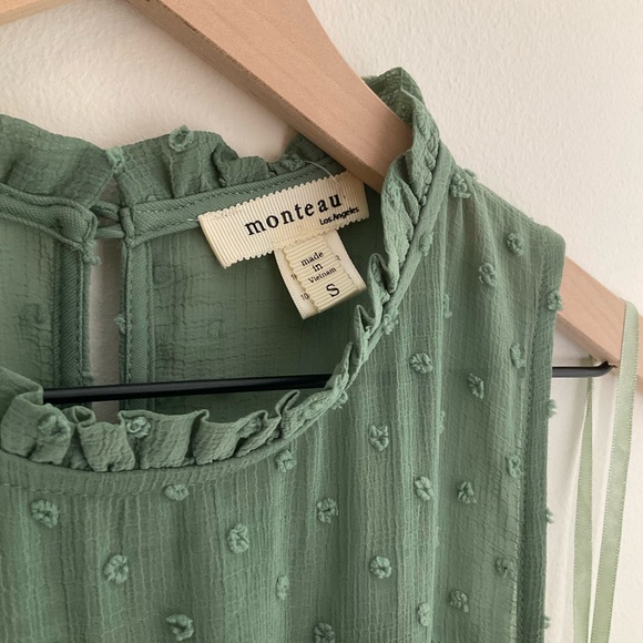 NWT | Monteau Midi Dress | Tiered | Knee Length | Green | Sleeveless | Small - Picture 5 of 12